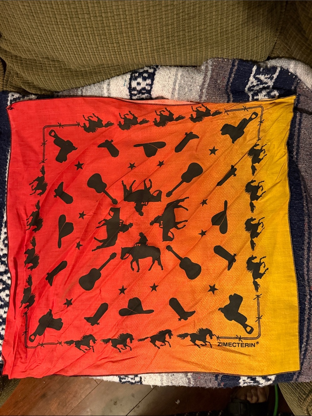 Zimecterin Red-Orange Western Print Bandana